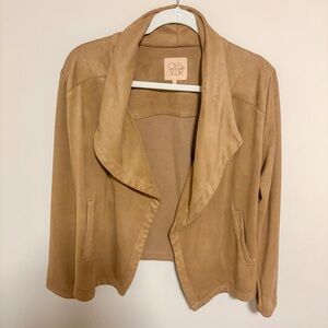Cha Sor Caramel Brown Faux Suede Jacket Moto Size Large